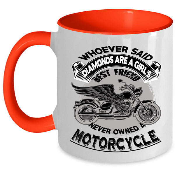 Motorcycle Coffee Mug, Diamonds Are A Girl's Best Friend Accent Mug