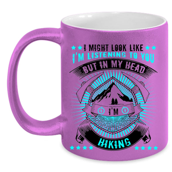 Outdoor Activity Coffee Mug, In My Head I'm Hiking Accent Mug