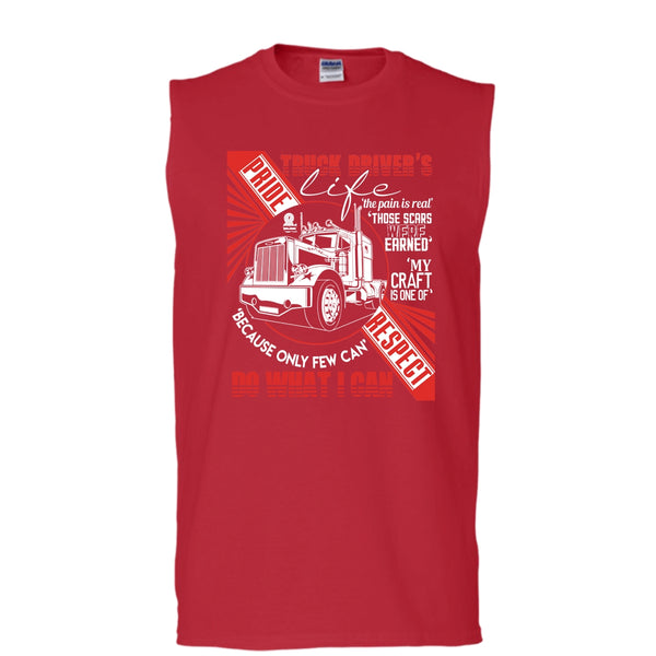 Truck Driver's Life T Shirt, The Pain Is Real Tank Top (Men's Cotton Sleeveless)