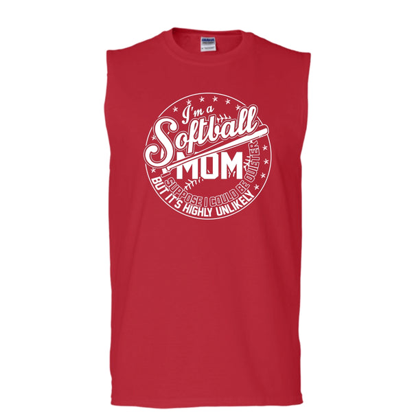 I'm A Softball Mom T Shirt, Coolest Softball Mom Tank Top (Men's Cotton Sleeveless)