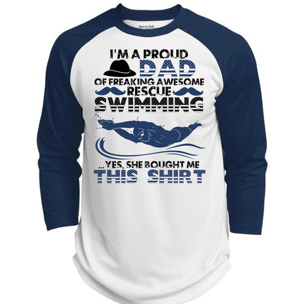 I'm A Proud Dad T Shirt, Rescue Swimming T Shirt, Awesome T-Shirts  (Polyester Game Baseball Jersey)