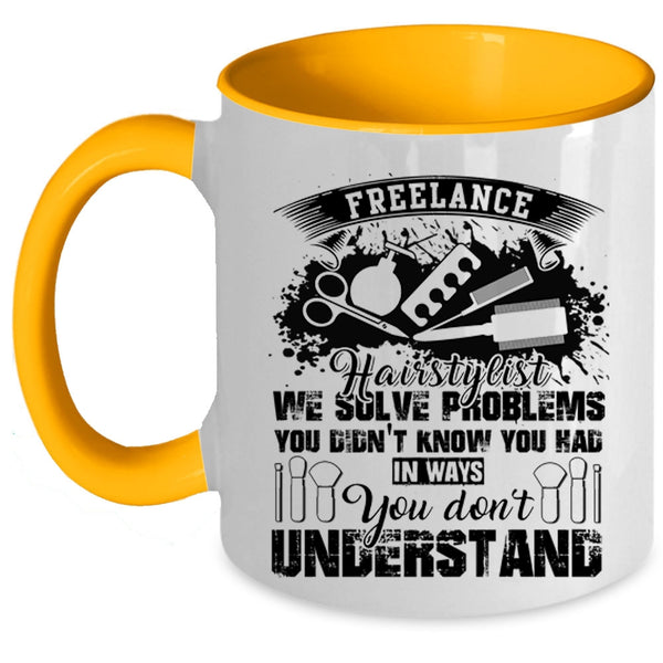 Cute Gift For Hair Stylist Coffee Mug, Freelance Hairstylist Accent Mug