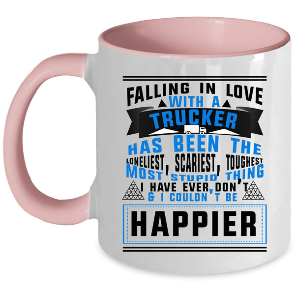 I Love Truck Driver Coffee Mug, Falling In Love With A Trucker Accent Mug