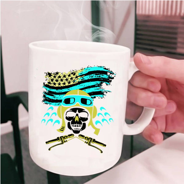 American Flag Coffee Mug, Cool Biker Cup
