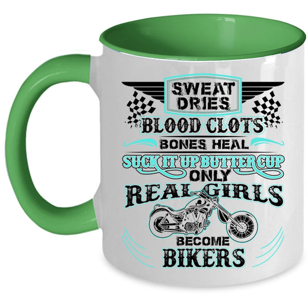 Awesome Girls Coffee Mug, Only Real Girls Become Bikers Accent Mug