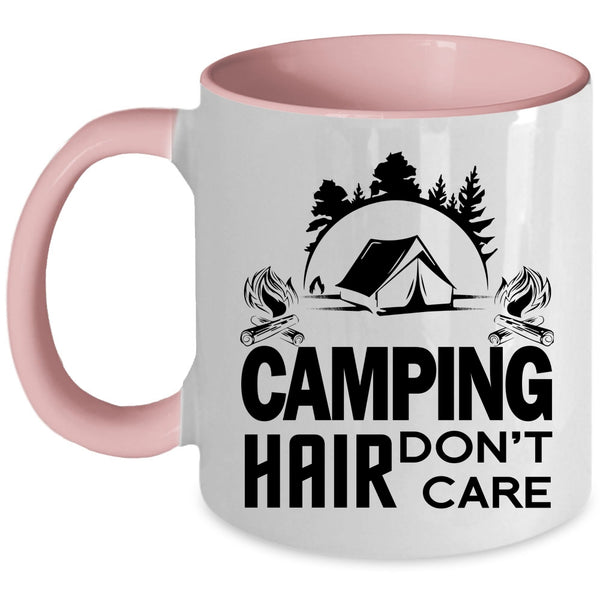 Funny Gift For Camper Coffee Mug, Camping Hair Don't Care Accent Mug