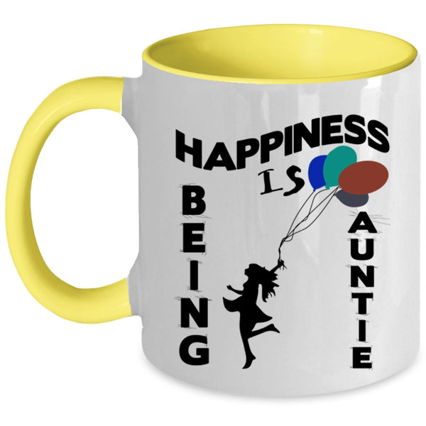 Cute Gift For My Aunt Coffee Mug, Happiness is Being Auntie Accent Mug