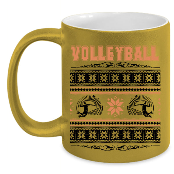 Christmas Family Holiday  Coffee Mug, Volleyball Accent Mug