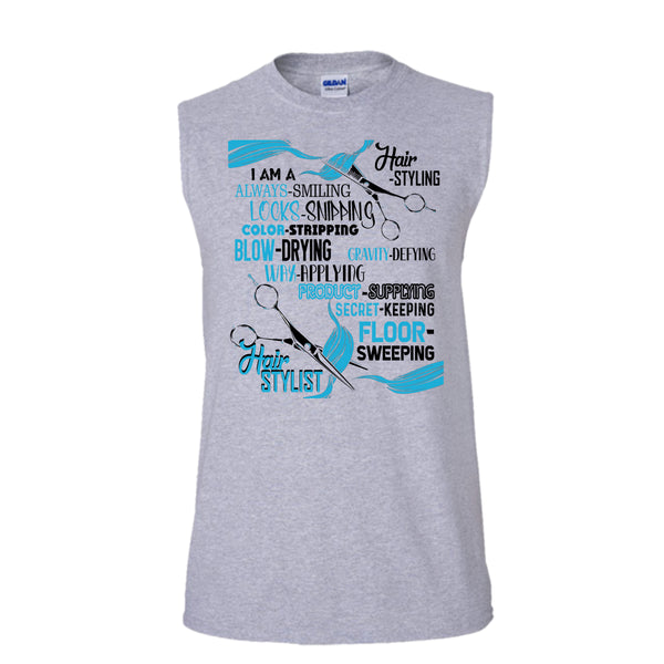 I'm A Hair-Styling T Shirt, Coolest Hair Stylist Tank Top (Men's Cotton Sleeveless)