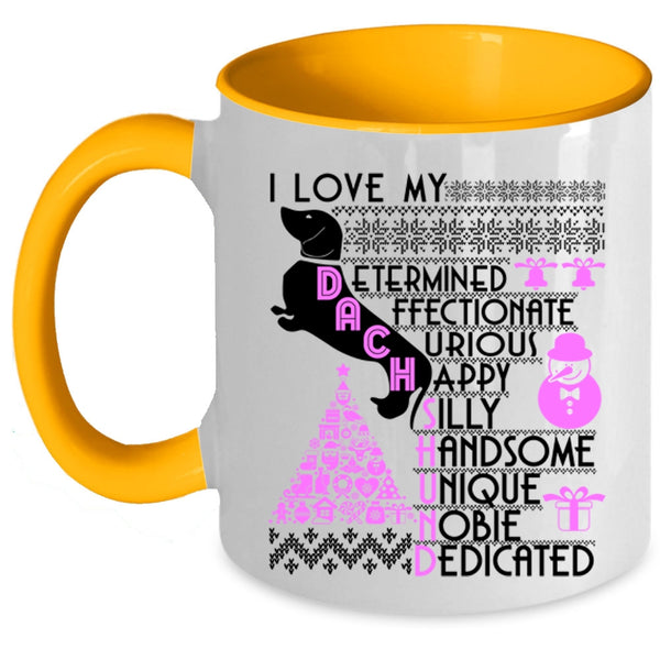Cute Christmas Coffee Mug, I Love My Duchshund Accent Mug
