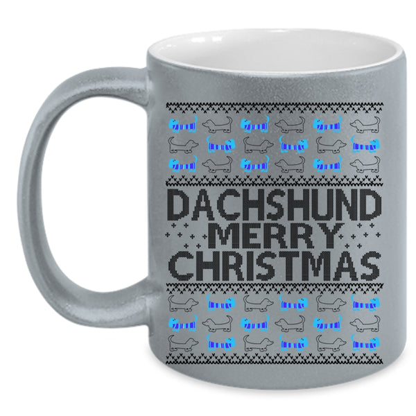 Merry Christmas Coffee Mug, Dachshund Accent Mug
