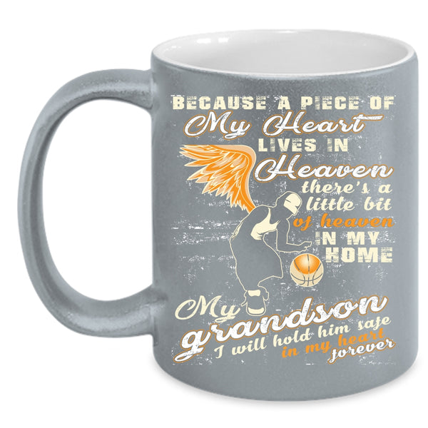 A Piece Of My Heart Lives In Heaven Coffee Mug, My Grandson Coffee Cup