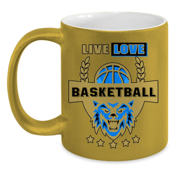 Cool Basketball Player Coffee Mug, Live Love Basketball Accent Mug