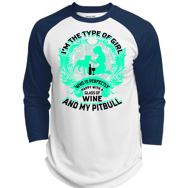 Wine And My Pit Bull T Shirt, I Love Pit Bull T Shirt, Awesome T-Shirts  (Polyester Game Baseball Jersey)
