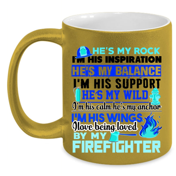 Cool Couple Coffee Mug, I Love Being Loved By My Firefighter Accent Mug