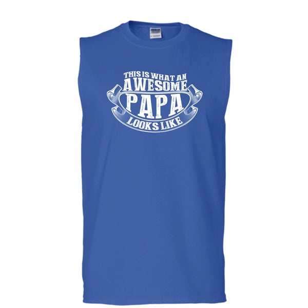 Awesome Papa Looks Like T Shirt, Gift For Papa T Shirt, Cool T Shirt (Men's Cotton Sleeveless)