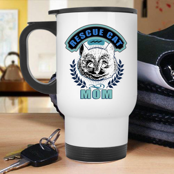 Awesome Gift For Mom Travel Mug, Rescue Cat Mom Mug