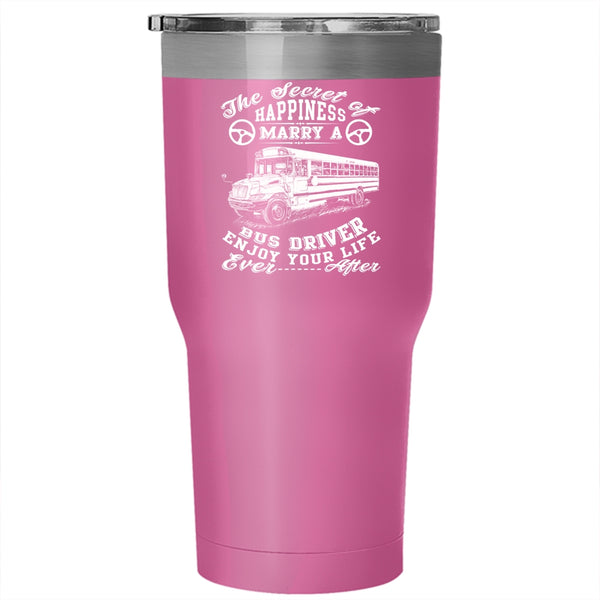 Marry A Bus Driver Tumbler 30 oz Stainless Steel, Just Married Travel Mug