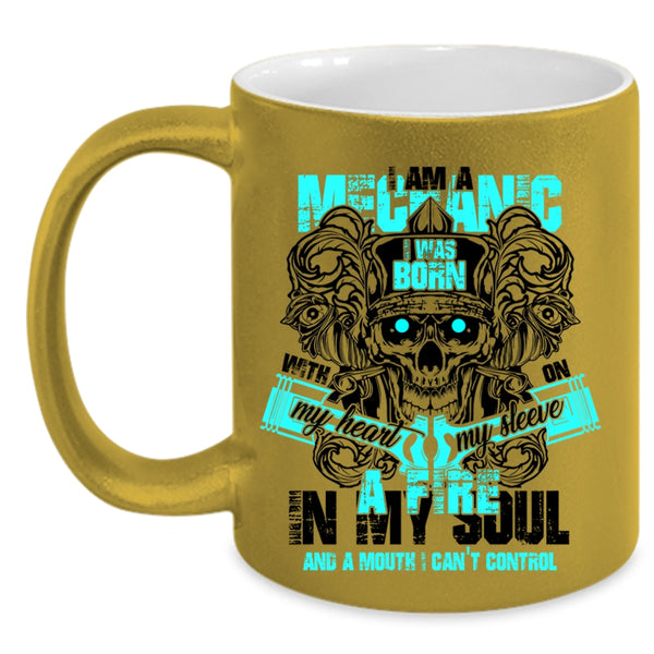 I Was Born With My Heart Coffee Mug, I Am A Mechanic Accent Mug
