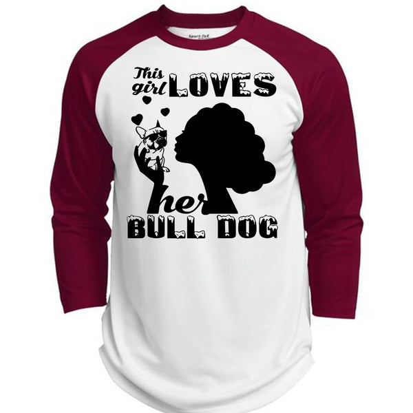 This Girl Loves Her Bulldog T Shirt, I Love Dog T Shirt, My Favorite T Shirt  (Polyester Game Baseball Jersey)