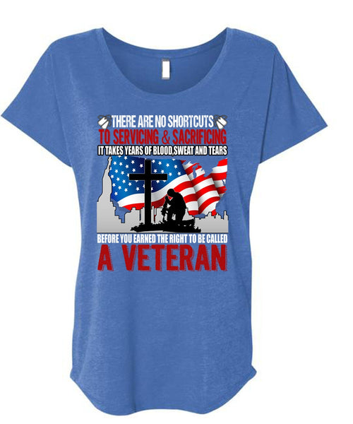 To Be Called A Veteran T Shirt, Sweat And Tears T Shirt, Cool Shirt (Ladies' Triblend Dolman Sleeve)
