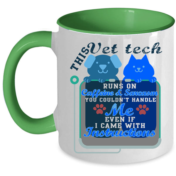Cute Vet Tech Coffee Mug, This Vet Tech Runs On Caffeine Accent Mug