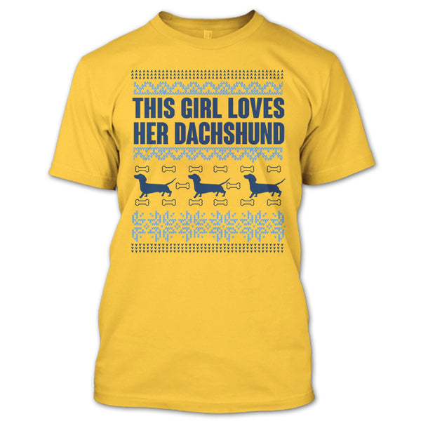 This Girl Loves Her Dachshund T Shirt, Coolest Merry Christmas T Shirt