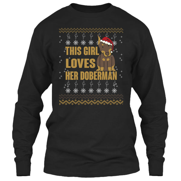 This Girls Loves Her Doberman T Shirt, Merry Christmas T Shirt