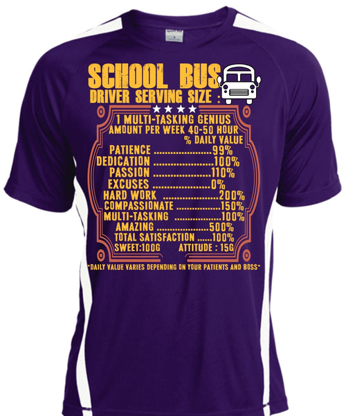School Bus Driver Serving Size T Shirt, Being A Bus Driver T Shirt, Cool Shirt