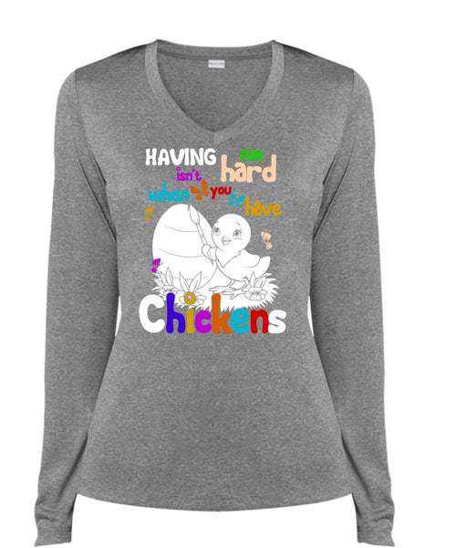 You Have Chickens T Shirt, My Favorite T Shirt, Cool Shirt (Ladies LS Heather V-Neck)