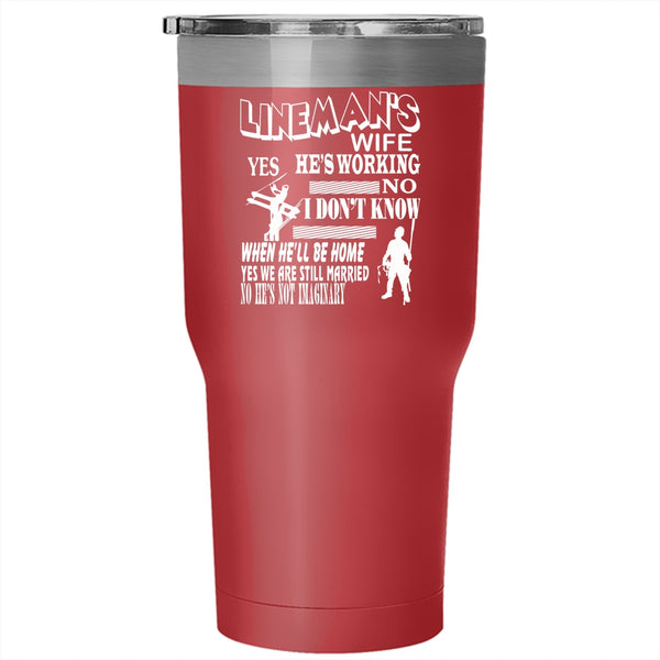 Lineman's Wife Tumbler 30 oz Stainless Steel, Beautiful Lineman's Wife Travel Mug