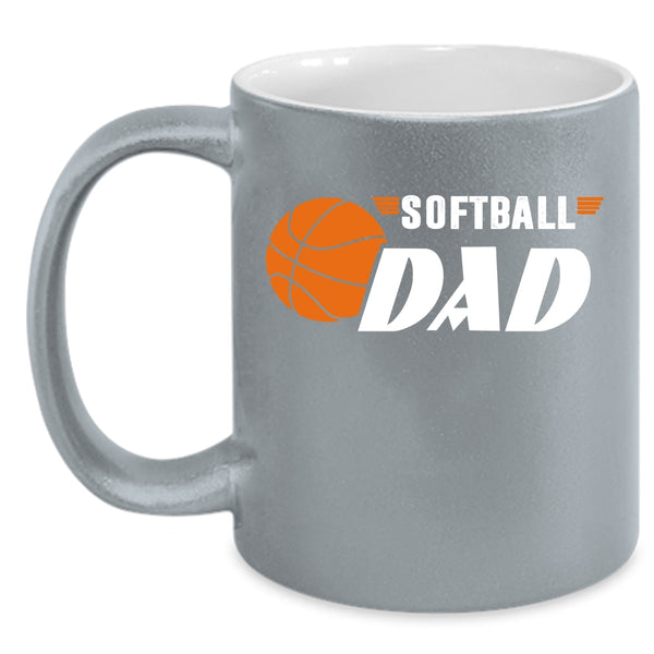 Softball Dad Coffee Mug, Cool Gift For Softball Dad Coffee Cup