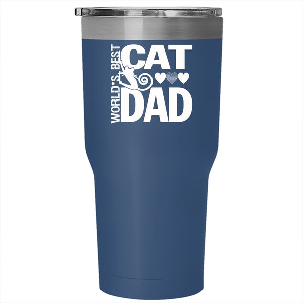World's Best Cat Dad Tumbler 30 oz Stainless Steel, Cool Cat Dad Travel Mug
