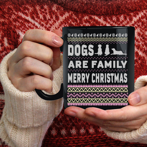 Dogs Are Family Coffee Mug, Merry Christmas Coffee Cup