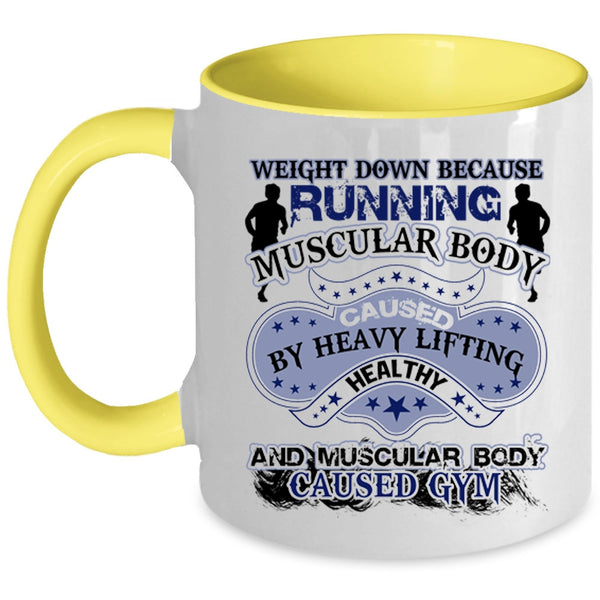 Muscular Body Caused Gym Coffee Mug, Running Muscular Body Accent Mug