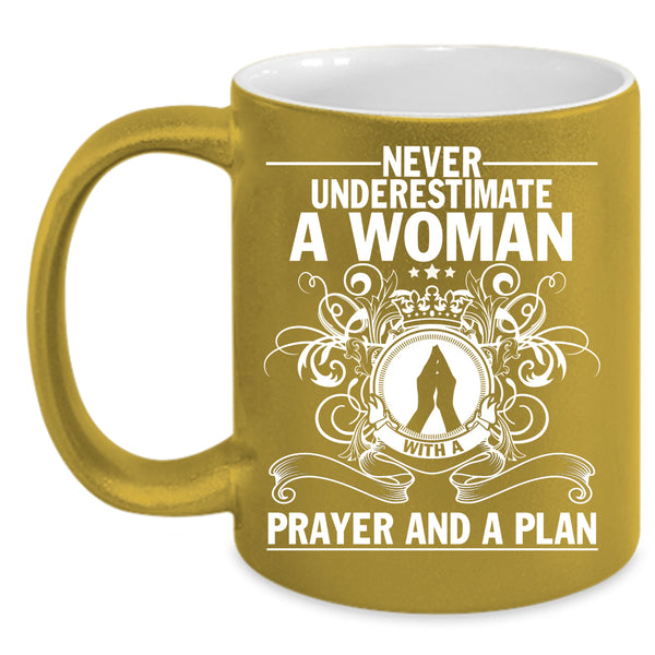 A Woman With A Prayer And A Plan Coffee Mug, Cool Lady Coffee Cup