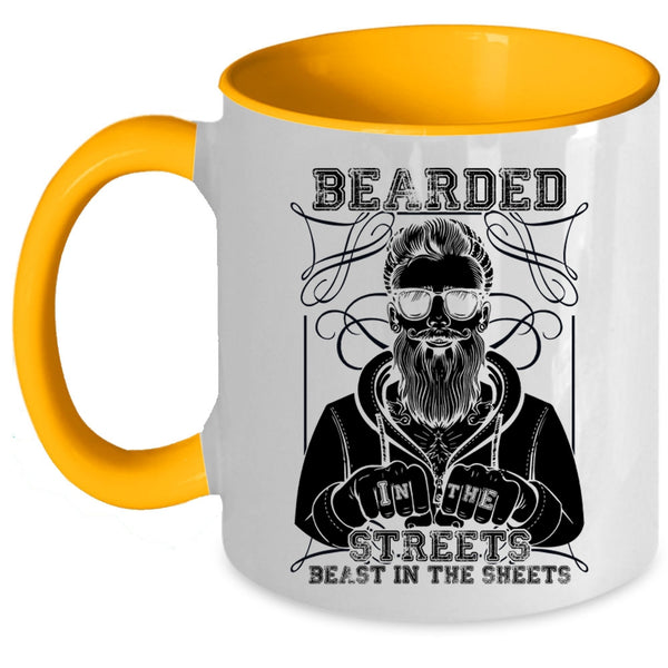 Cool Gift For Bearded Men Coffee Mug, Bearded In The Streets Accent Mug