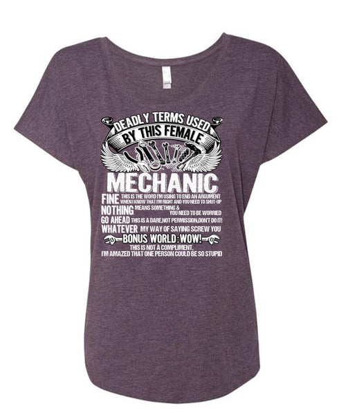 This Female Mechanic T Shirt, Being A Mechanic T Shirt, Cool Shirt (Ladies' Triblend Dolman Sleeve)