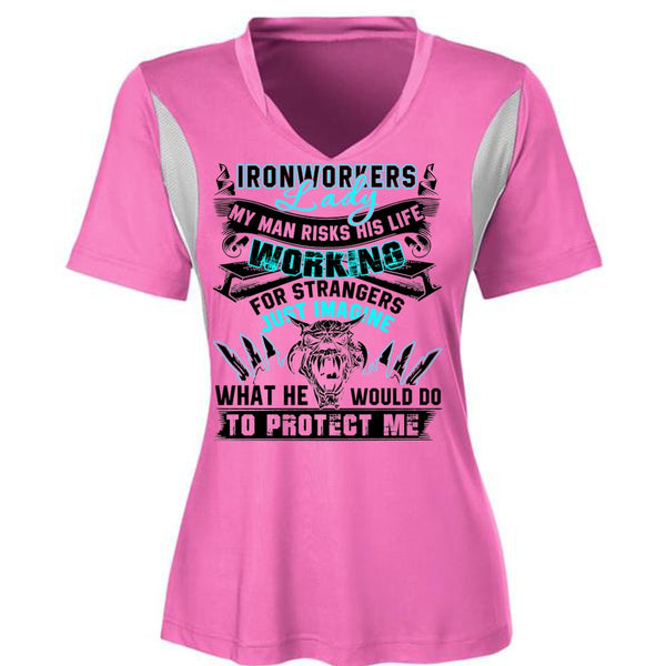 Ironworkers Lady T Shirt, My Man Risks His Life T Shirt, Awesome T-Shirts