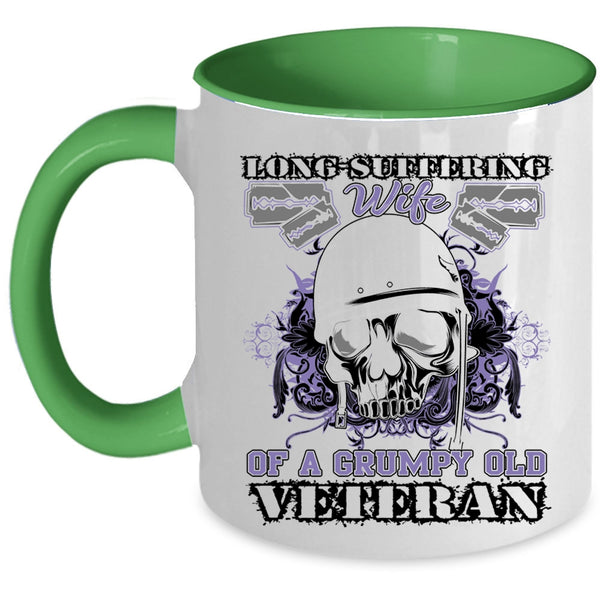 Cool Coffee Mug, Long Suffering Wife Of A Grumpy Old Veteran Accent Mug