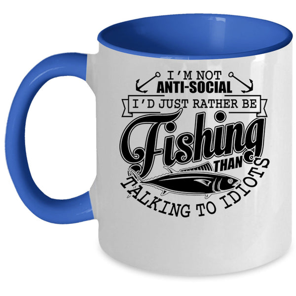 Cool Fishing Coffee Mug, I'd Just Rather Be Fishing Accent Mug