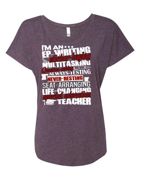 Special Education Teacher T Shirt, Being A Teacher T Shirt, Cool Shirt (Ladies' Triblend Dolman Sleeve)