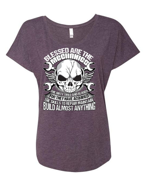 Blessed Are The Mechanics T Shirt, Being A Mechanic T Shirt, Cool Shirt (Ladies' Triblend Dolman Sleeve)