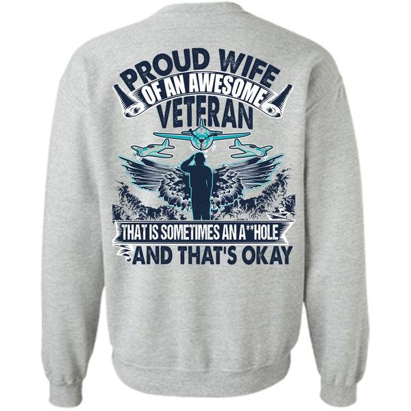 I Love Veteran T Shirt, Proud Wife Of An Awesome Veteran Sweatshirt