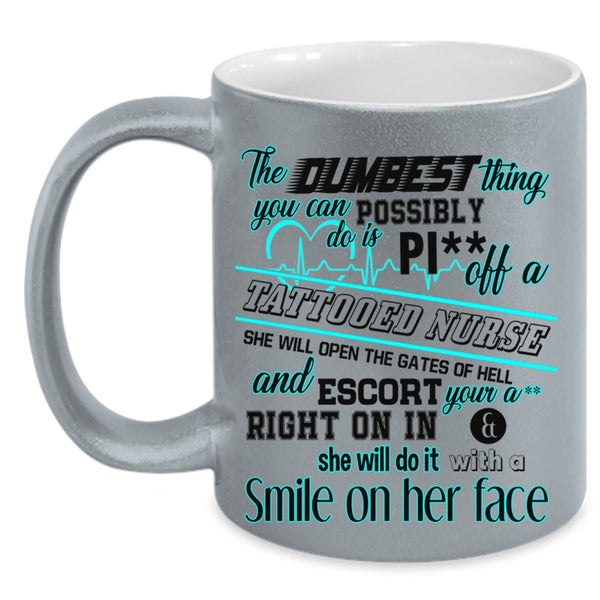 Funny Gift For Nurse Coffee Mug, Tattooed Nurse Accent Mug