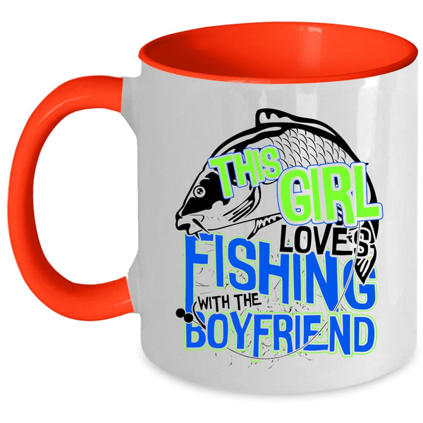 Cute Couple Coffee Mug, This Girl Loves Fishing With The Boyfriend Accent Mug