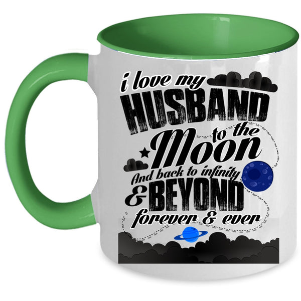 Married Coffee Mug, I Love My Husband To The Moon And Back Accent Mug