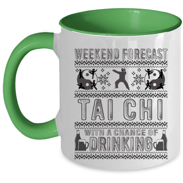 Chance Of Drinking Coffee Mug, Weekend Forecast Tai Chi Accent Mug
