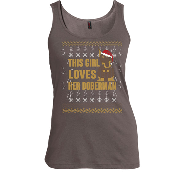 This Girls Loves Her Doberman T Shirt, Merry Christmas Tank Top