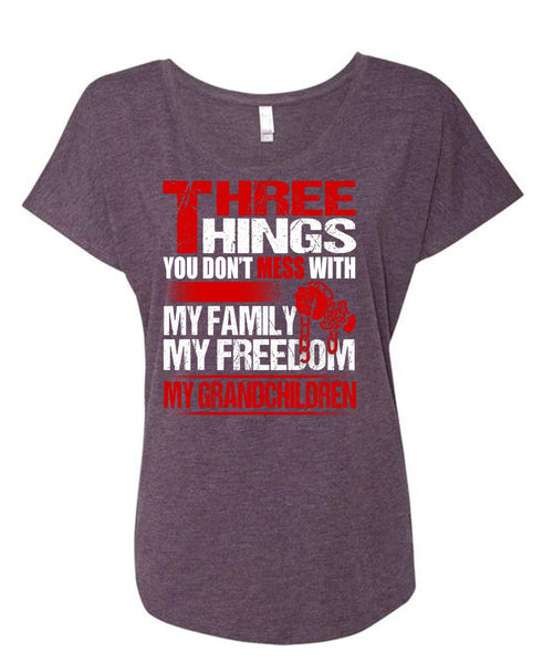 My Family My Freedom My Grandchildren T Shirt, Being A Grandkid T Shirt, Cool Shirt (Ladies' Triblend Dolman Sleeve)
